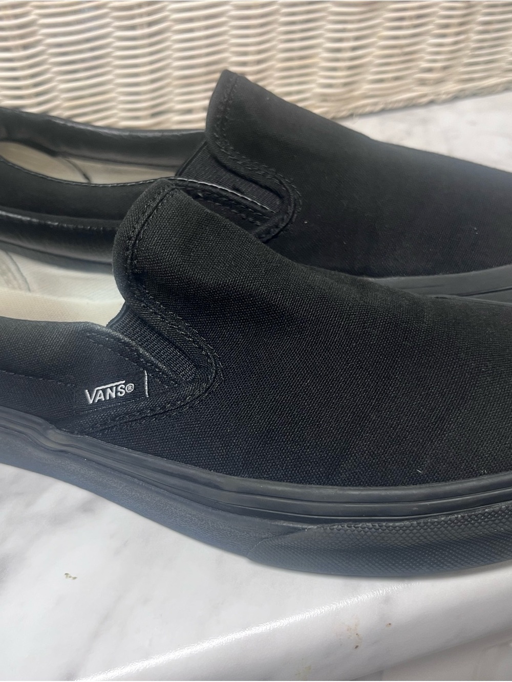 Vans Black Slip-On Canvas Loafers